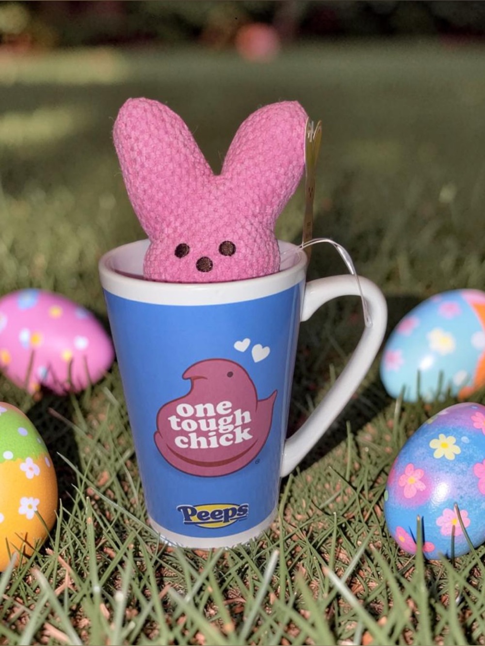 One Tough Chick with Pink Plush Peeps Bunny in  Mug